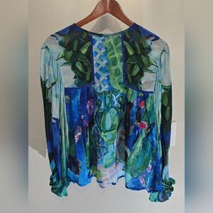 Colorful Floral Long Sleeve Blouse